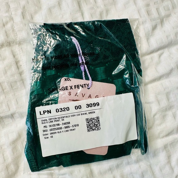 Savage X Fenty Green Glo X Link Cotton Essentials Lace-Trim HighLeg Bikini Panty - Picture 8 of 8